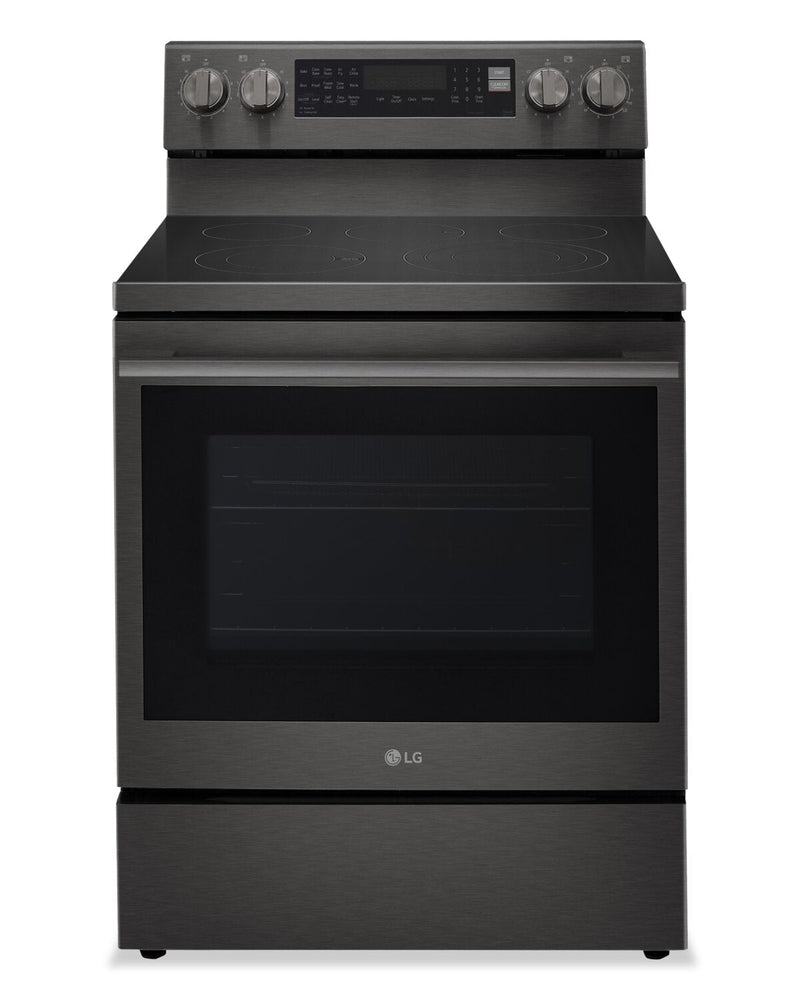LG 6.3 Cu. Ft. Smart Electric Range with Air Fry - Black Stainless Steel - LREN6325ZE | Cuisinière intelligente électrique LG de 6,3 pi³ avec friture à air - acier inoxydable noir - LREN6325ZE