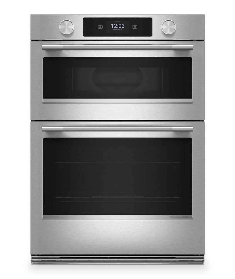 Kitchenaid 27" Smart Electric Combo Wall Oven with Assisted Cooking Modes - PrintShield™ - KOEC727SPS | Four mural combiné intelligent électrique KitchenAid et de 27 po avec modes de cuisson assistée - PrintShieldMC - KOEC727SPS