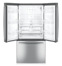 GE 33" 24.7 Cu. Ft. French-Door Refrigerator – Fingerprint Stainless Steel - GNE25JYKFS | Réfrigérateur GE de 24,7 pi3 et de 33 po à portes françaises - acier inoxydable résistant aux traces de doigts - GNE25JYKFS