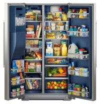 Maytag 36" 20.8 Cu. Ft. Side-by-Side Refrigerator - Fingerprint-Resistant Stainless - MRSC6636RZ | Réfrigérateur Maytag de 20,8 pi³ et de 36 po à compartiments juxtaposés - acier inoxydable résistant aux traces de doigts - MRSC6636RZ