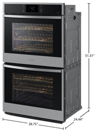 Samsung 10.2 Cu. Ft. 6 Series Double Wall Oven with Air Fry - NV51CG600DSRAA | Four mural double Samsung de 10,2 pi³ série 6 avec hublot et AirFry - NV51CG600DSRAA | NV51C6DS