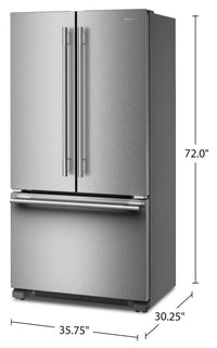 KitchenAid 36" 22 Cu. Ft. French Door Refrigerator - PrintShield Stainless Steel - KRFC136TPS | Réfrigérateur KitchenAid de 22 pi³ à portes françaises - acier inoxydable PrintShieldMC - KRFC136TPS