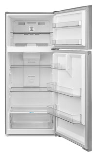 Midea 27.5” 16 Cu. Ft. Top Mount Freezer Refrigerator – Stainless Steel - MRT16D2BST | Réfrigérateur Midea de 16 pi³ et de 27,5 po à congélateur supérieur - acier inoxydable - MRT16D2BST | MRT16D2S