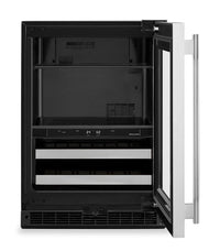 KitchenAid 24" Beverage Centre with Wood-Front Racks – Black and Stainless Steel - KUBR524SSB  | Refroidisseur à boissons KitchenAid de 24 po avec grilles à devant en bois - noir et acier inoxydable - KUBR524SSB