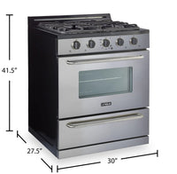 Classic Off-Grid by Unique 30" 3.9 Cu. Ft. Propane Range with Battery Ignition - UGP-30G OF2 S/S  | Cuisinière au gaz propane hors réseau classique Unique de 30 po et de 3,9 pi3 avec allumage à pile - UGP-30G OF2 S/S  | UGP30GSS