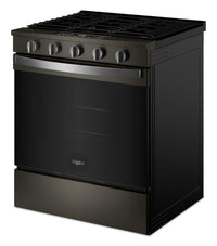Whirlpool 30" 5 Cu. Ft. Gas Range with Air Cooking - Black-on-Stainless - WSGS5030SV | Cuisinière à gaz Whirlpool de 5 pi³ et de 30 po avec cuisson à air - noir sur acier inoxydable - WSGS5030SV