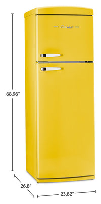 Unique Classic Retro 24" 11 Cu Ft. Top Freezer Refrigerator - Canary Yellow - UNQ-310L Y TM | Réfrigérateur Classic Rétro d’Unique de 24 po et de 11 pi3 à congélateur supérieur - jaune canari - UNQ-310L Y TM
