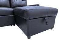 Carter 2-Piece Right-Facing Leather-Look Fabric Sleeper Sectional with Storage Chaise - Black | Sofa-lit sectionnel de droite Carter 2 pièces en tissu d’apparence cuir avec fauteuil long de rangement - noir