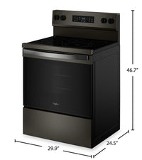 Whirlpool 5.3 Cu. Ft. Electric Range with Air Cooking – Black on Stainless - YWFES5730SV | Cuisinière électrique Whirlpool de 5,3 pi3 avec cuisson à air – noir sur acier inoxydable - YWFES5730SV