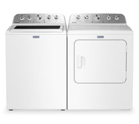 Maytag 5.5 Cu Ft. Top Load Washer with Pet Pro and 7.0 Cu. Ft. Pet Pro Electric Dryer – White | Laveuse à chargement par le haut 5,5 pi³ avec Animal Pet Pro et sécheuse électrique Animal Pet Pro 7,0 pi³ de Maytag - blanches