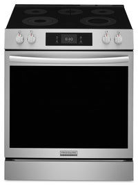 Frigidaire Gallery 6.2 Cu. Ft. Electric Range with Stone-Baked Pizza - Smudge-Proof® Stainless Steel - GCFE307CBF  | Cuisinière électrique Frigidaire Gallery de 6,2 pi³ avec pizza cuite sur pierre - acier inoxydable Smudge-ProofMD - GCFE307CBF