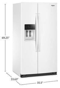 Whirlpool 36" 28.7 Cu. Ft. Side-by-Side Refrigerator - White - WRSF5536RW | Réfrigérateur Whirlpool de 28,7 pi³ et de 36 po à compartiments juxtaposés - blanc - WRSF5536RW