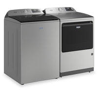 Maytag 6.0 Cu. Ft. Pet Pro Top-Load Washer and 7.4 Cu. Ft. Gas Dryer- Radiant Silver - MATL72GS  | Laveuse à chargement par le haut Animal Pet Pro de 6,0 pi3 et sécheuse à gaz de 7,4 pi3 de Maytag - argenté radieux - MATL72GS