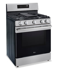 LG 6.3 Cu. Ft. Smart Gas Range with Air Fry - LRGN6323Y | Cuisinière intelligente à gaz LG de 6,3 pi3 avec friture à air - acier inoxydable - LRGN6323Y