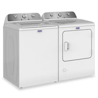 Maytag 4.8 Cu. Ft. Top Load Washer and 7.0 Cu. Ft. Gas Dryer with Wrinkle Prevent Option – White  | Laveuse à chargement par le haut 4,8 pi3 et sécheuse à gaz 7,0 pi3 avec option de prévention des plis de Maytag - blanches