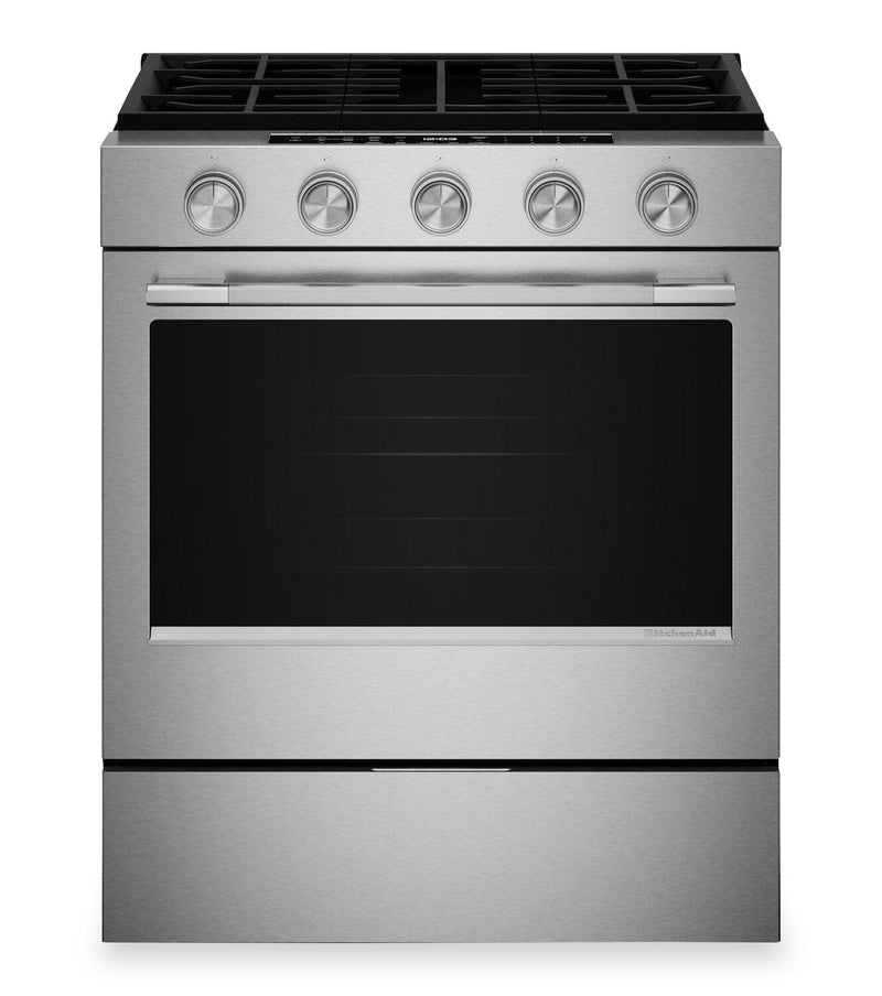 KitchenAid 30" 5.0 Cu. Ft. Smart Slide-in Gas Range with Convection Modes - Stainless Steel - KSGS330SPS | Cuisinière intelligente à gaz encastrée KitchenAid de 5,0 pi3 et de 30 po avec modes par convection - acier inoxydable - KSGS330SPS