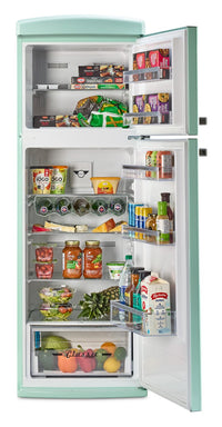 Unique Classic Retro 24" 11 Cu Ft. Top Freezer Refrigerator – Summer Mint Green - UNQ-310L LG TM | Réfrigérateur Classic Rétro d’Unique de 24 po et de 11 pi3 à congélateur supérieur - vert menthe estival - UNQ-310L LG TM
