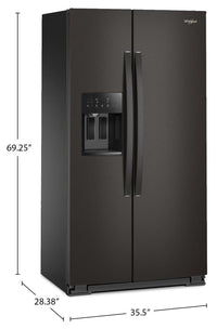 Whirlpool 36" 21 Cu. Ft. Side-by-Side Refrigerator - Black Stainless - WRSC5536RV | Réfrigérateur Whirlpool de 21 pi³ et de 36 po à compartiments juxtaposés - acier inoxydable noir - WRSC5536RV