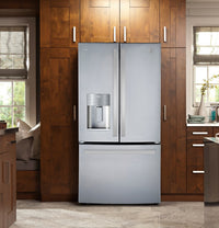 GE Profile 33" 24.8 Cu. Ft. French-Door Refrigerator - Fingerprint Resistant Stainless Steel - PFE24HYRCFS | Réfrigérateur GE de 24,8 pi3 et de 33 po à portes françaises - acier inoxydable résistant aux traces de doigts - PFE24HYRCFS