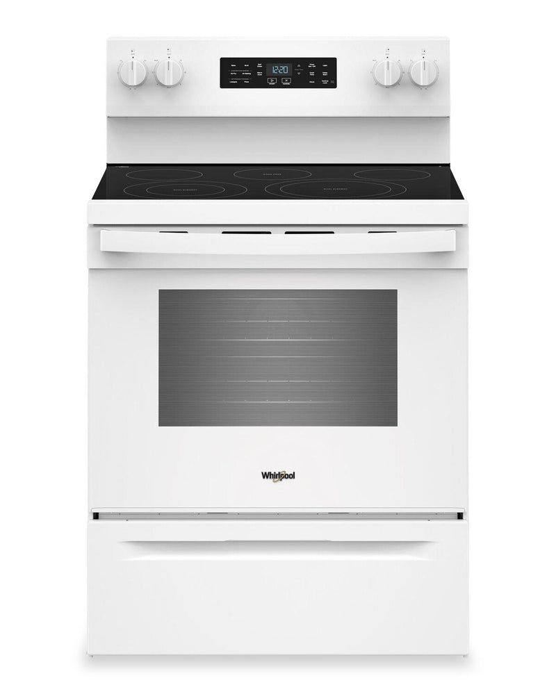 Whirlpool 5.3 Cu. Ft. Electric Range with Air Cooking – White - YWFES5730SW | Cuisinière électrique Whirlpool de 5,3 pi3 avec cuisson à air – blanche - YWFES5730SW