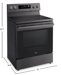 LG 6.3 Cu. Ft. Smart Electric Range with Air Fry - Black Stainless Steel - LREN6323ZE | Cuisinière intelligente électrique LG de 6,3 pi³ avec friture à air - acier inoxydable noir - LREN6323ZE