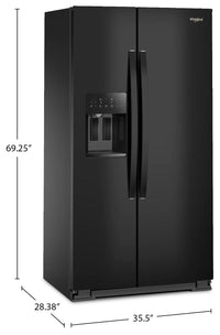 Whirlpool 36" 21 Cu. Ft. Side-by-Side Refrigerator - Black - WRSC5536RB | Réfrigérateur Whirlpool de 21 pi³ et de 36 po à compartiments juxtaposés - noir - WRSC5536RB