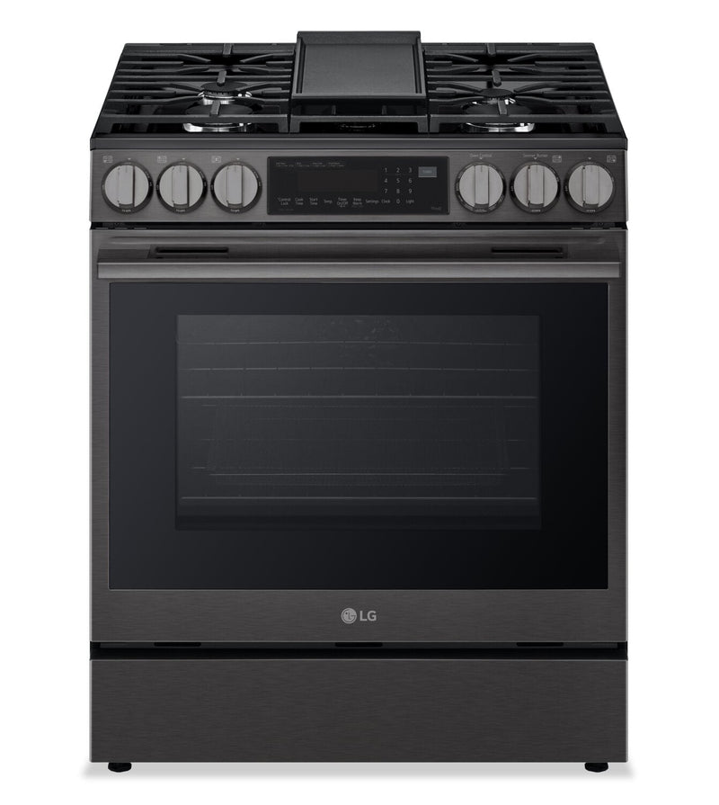 LG 6.3 Cu Ft. Smart Gas Slide-In Range with Air Fry – Black Stainless Steel - LSGL6335Z | Cuisinière intelligente à gaz encastrée LG de 6,3 pi3 avec friture à air – acier inoxydable noir - LSGL6335Z
