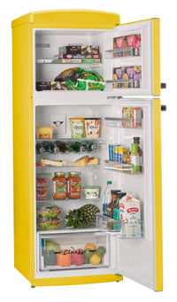 Unique Classic Retro 24" 11 Cu Ft. Top Freezer Refrigerator - Canary Yellow - UNQ-310L Y TM | Réfrigérateur Classic Rétro d’Unique de 24 po et de 11 pi3 à congélateur supérieur - jaune canari - UNQ-310L Y TM