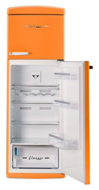 Unique Classic Retro 24" 11 Cu Ft. Top Freezer Refrigerator – Creamsicle Orange - UNQ-310L O TM | Réfrigérateur Classic Rétro d’Unique de 24 po et de 11 pi3 à congélateur supérieur - orange creamsicle - UNQ-310L O TM