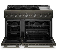 KitchenAid 6.3 Cu. Ft. 6 Burner Commercial-Style Gas Range – Black Ore - KFGD948SBE | Cuisinière à gaz KitchenAid de 6,3 pi³ de style commercial à 6 brûleurs - minerai noir - KFGD948SBE