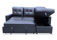 Carter 2-Piece Right-Facing Leather-Look Fabric Sleeper Sectional with Storage Chaise - Black | Sofa-lit sectionnel de droite Carter 2 pièces en tissu d’apparence cuir avec fauteuil long de rangement - noir