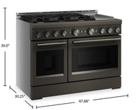 KitchenAid 6.3 Cu. Ft. 6 Burner Commercial-Style Gas Range – Black Ore - KFGD948SBE | Cuisinière à gaz KitchenAid de 6,3 pi³ de style commercial à 6 brûleurs - minerai noir - KFGD948SBE