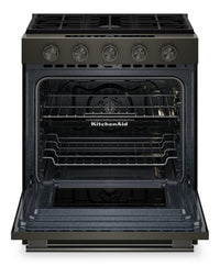 KitchenAid 30" 5.0 Cu. Ft. Slide-in Gas Range with Convection Modes - Black Ore - KSGS530SBE | Cuisinière à gaz encastrée KitchenAid de 5,0 pi³ et de 30 po avec modes à convection - minerai noir - KSGS530SBE