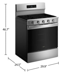 Whirlpool 5.0 Cu. Ft. Gas Range with Air Cooking – Fingerprint Resistant Stainless Steel - WFGS5730SZ | Cuisinière à gaz Whirlpool de 5,0 pi3 avec cuisson à air – acier inoxydable résistant aux traces de doigts - WFGS5730SZ