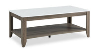 Carlton 47.5” Modern 2-Pack Coffee + End Table with Shelf - Taupe | Ensemble 2 tables modernes Carlton de 47,5 po, table à café et table de bout avec tablette - taupe