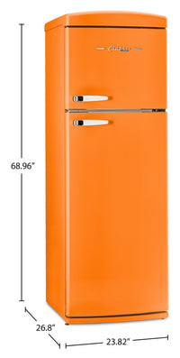 Unique Classic Retro 24" 11 Cu Ft. Top Freezer Refrigerator – Creamsicle Orange - UNQ-310L O TM | Réfrigérateur Classic Rétro d’Unique de 24 po et de 11 pi3 à congélateur supérieur - orange creamsicle - UNQ-310L O TM