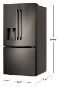 LG 33" 25 Cu. Ft. 3-Door French Door Refrigerator - PrintProof™ Stainless Steel - LF25H6330D | Réfrigérateur LG de 25 pi3 et de 33 po à 3 portes françaises - acier inoxydable PrintProofMC - LF25H6330D