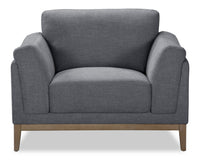 Valley 44" Fabric Chair with Rubberwood Base and Legs - Pewter | Fauteuil Valley de 44 po en tissu avec base et pattes en hévéa - étain