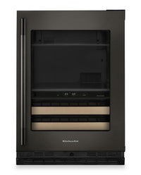 KitchenAid 24" Beverage Centre with Wood-Front Racks – Black Ore - KUBR524SBE | Refroidisseur à boissons KitchenAid de 24 po avec grilles à devant en bois - minerai noir - KUBR524SBE