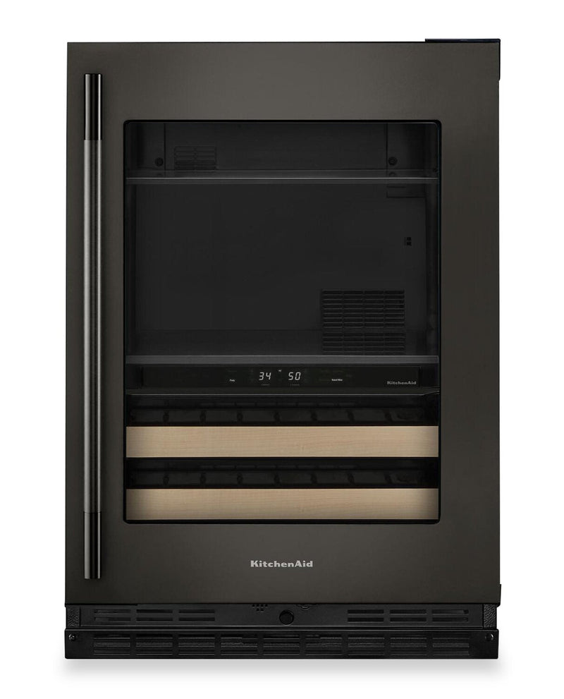 KitchenAid 24" Beverage Centre with Wood-Front Racks – Black Ore - KUBR524SBE | Refroidisseur à boissons KitchenAid de 24 po avec grilles à devant en bois - minerai noir - KUBR524SBE