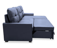 Carter 2-Piece Right-Facing Leather-Look Fabric Sleeper Sectional with Storage Chaise - Black | Sofa-lit sectionnel de droite Carter 2 pièces en tissu d’apparence cuir avec fauteuil long de rangement - noir