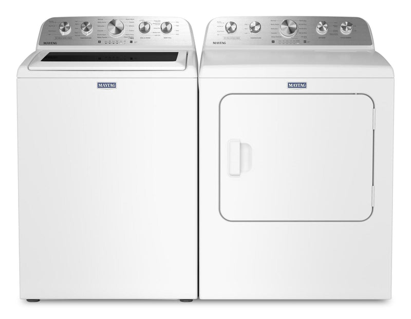 Maytag 5.4 Cu Ft. Top Load Agitator Washer and 7.0 Cu. Ft. Pet Pro Electric Dryer – White - MATL56WW | Laveuse à chargement par le haut de 5,4 pi³ et sécheuse électrique Animal Pet Pro de 7,0 pi³ de Maytag - blanches - MATL56WW