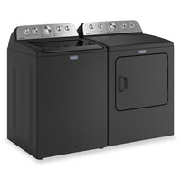 Maytag 5.5 Cu Ft. Top Load Impeller Washer with Pet Pro Option and 7.0 Cu Ft. Gas Dryer – Volcano Black | Laveuse à chargement par le haut 5,5 pi³ avec turbine et option Animal Pet Pro et sécheuse à gaz 7,0 pi³ de Maytag - noir volcan
