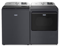 Maytag 6.0 Cu. Ft. Smart Top-Load Washer and 7.4 Cu. Ft. Gas Dryer – Midnight Steel  | Laveuse intelligente à chargement par le haut de 6,0 pi3 et sécheuse à gaz de 7,4 pi3 de Maytag - acier minuit