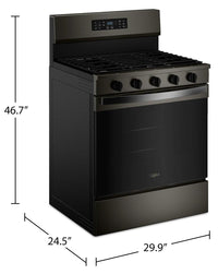 Whirlpool 5.0 Cu. Ft. Gas Range with Air Cooking – Black on Stainless - WFGS5730SV | Cuisinière à gaz Whirlpool de 5,0 pi3 avec cuisson à air – noir sur acier inoxydable - WFGS5730SV