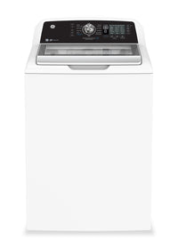 GE 5.3 Cu. Ft. Top Load Washer and 7.4 Cu. Ft. Gas Dryer - White | Laveuse à chargement par le haut de 5,3 pi3 et sécheuse à gaz de 7,4 pi3 de GE - blanches
