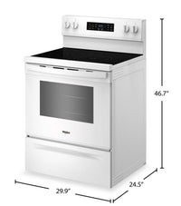 Whirlpool 5.3 Cu. Ft. Electric Range with Air Cooking – White - YWFES5730SW | Cuisinière électrique Whirlpool de 5,3 pi3 avec cuisson à air – blanche - YWFES5730SW