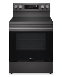 LG 6.3 Cu. Ft. Smart Electric Range with Air Fry - Black Stainless Steel - LREN6323ZE | Cuisinière intelligente électrique LG de 6,3 pi³ avec friture à air - acier inoxydable noir - LREN6323ZE
