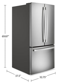 GE 33" 24.7 Cu. Ft. French-Door Refrigerator – Fingerprint Stainless Steel - GNE25JYKFS | Réfrigérateur GE de 24,7 pi3 et de 33 po à portes françaises - acier inoxydable résistant aux traces de doigts - GNE25JYKFS