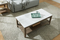 Carlton 47.5” Modern 2-Pack Coffee + End Table with Shelf - Taupe | Ensemble 2 tables modernes Carlton de 47,5 po, table à café et table de bout avec tablette - taupe